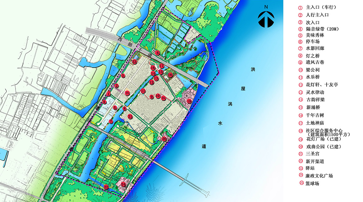 洪梅鎮梅沙村特色村莊塑造工程項目整體規劃總平面圖