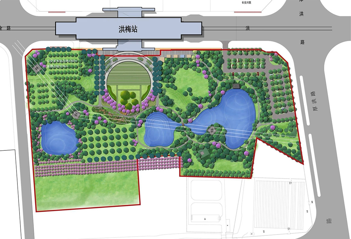 洪梅站前綠化公園景觀設計圖片2