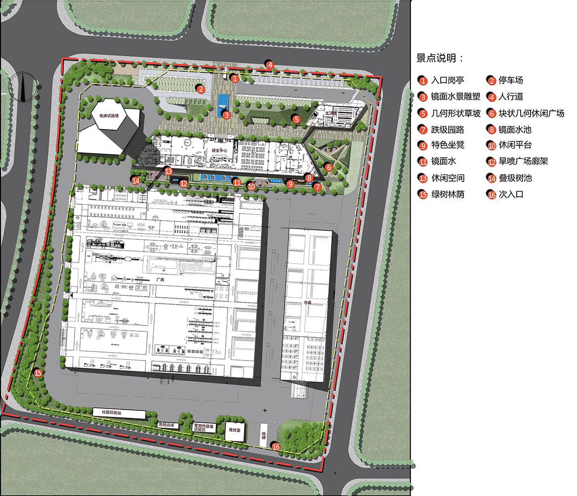 中山蒂森電梯廠景觀規劃設計總平面圖